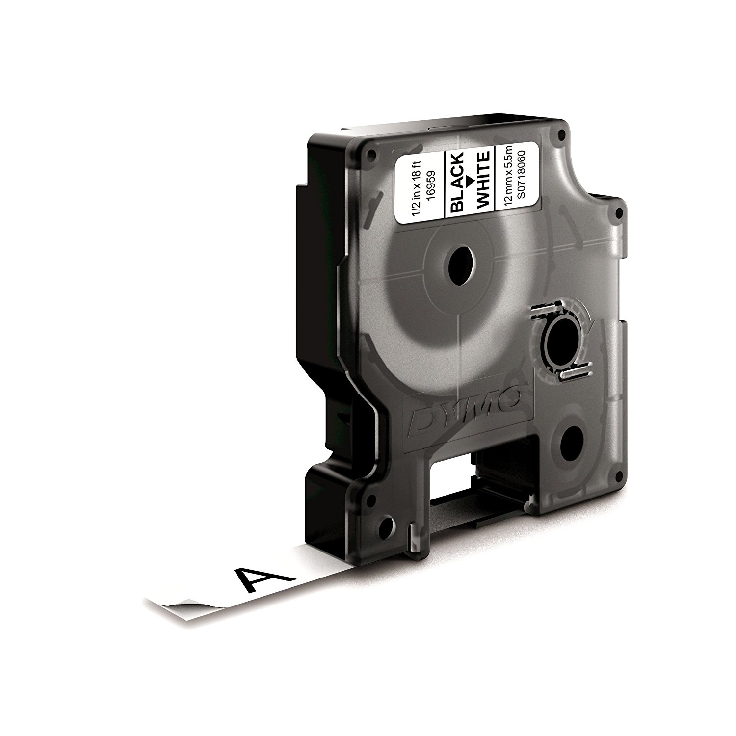 DYMO S0718060 D1 Permanent Plastic Labels Black Text on White Label